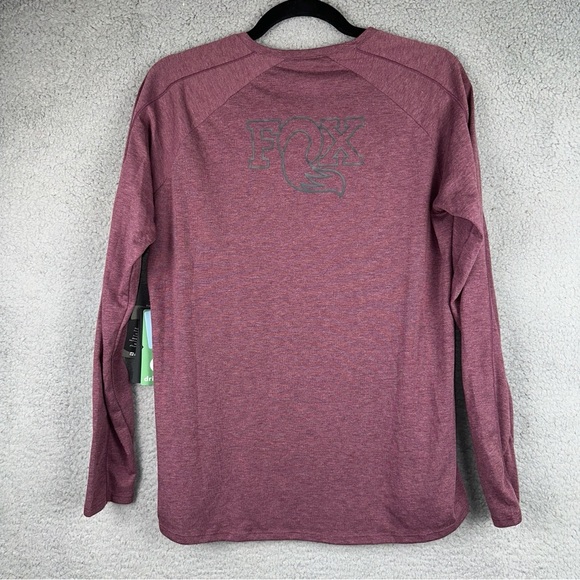 RideFox Top Womens Medium Mauve Long Sleeve Front Back Logo T-Shirt NEW - Picture 3 of 9